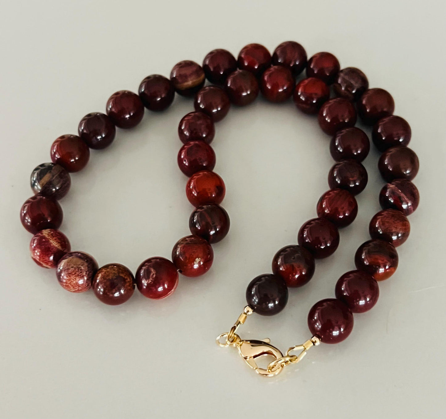 Red Apple Jasper Beaded Necklace