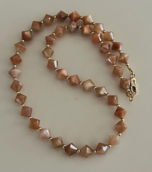 Peach Moonstone Beaded Necklace