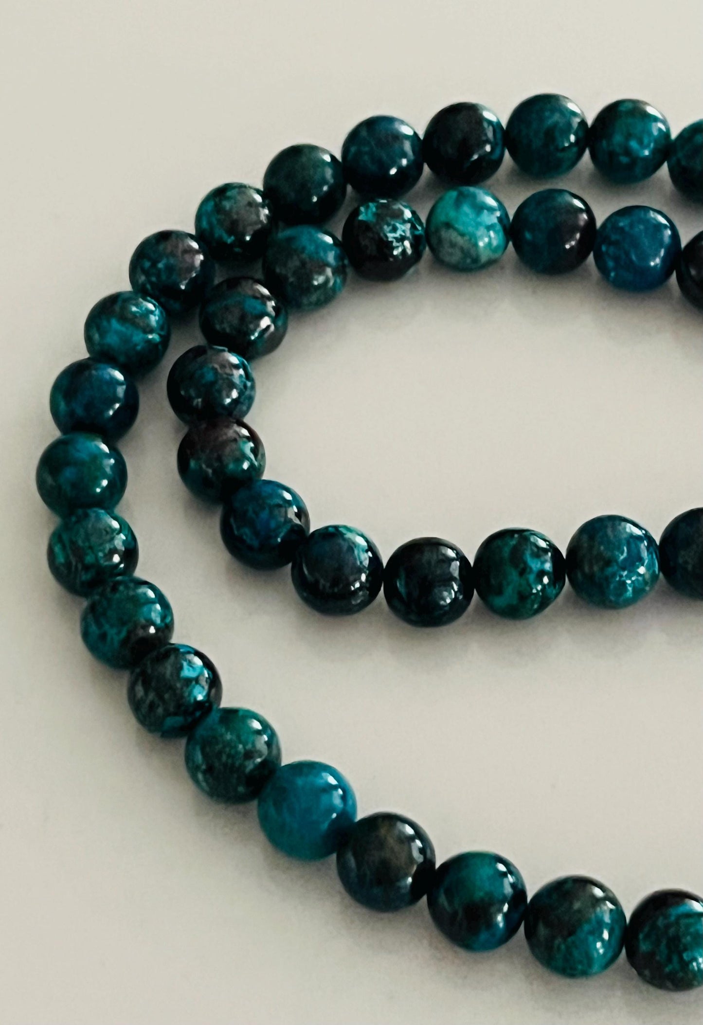 Rare Natural AA Azurite Chrysocolla Malachite Beaded Necklace