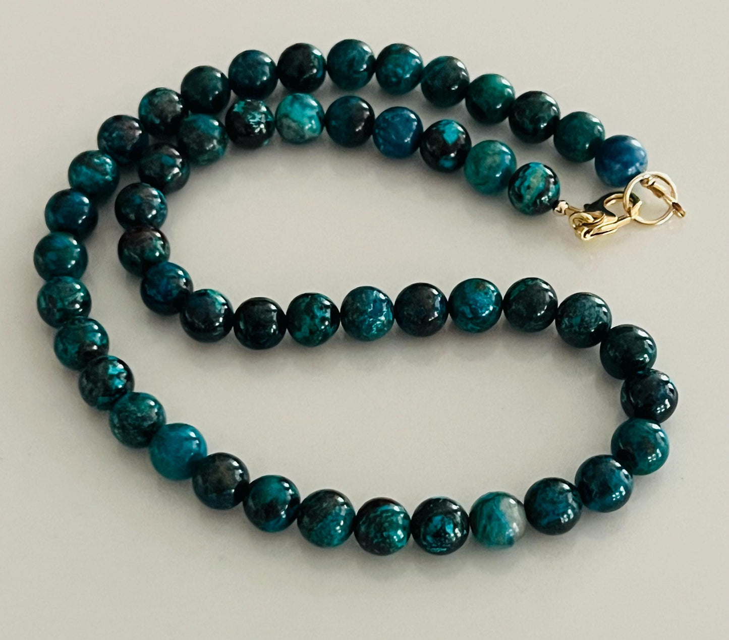 Rare Natural AA Azurite Chrysocolla Malachite Beaded Necklace