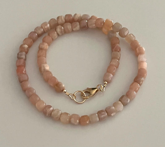 Peach Moonstone Beaded Necklace