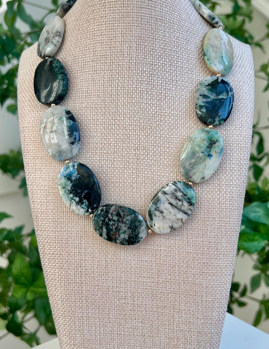 Azurite Malachite Beaded Necklace