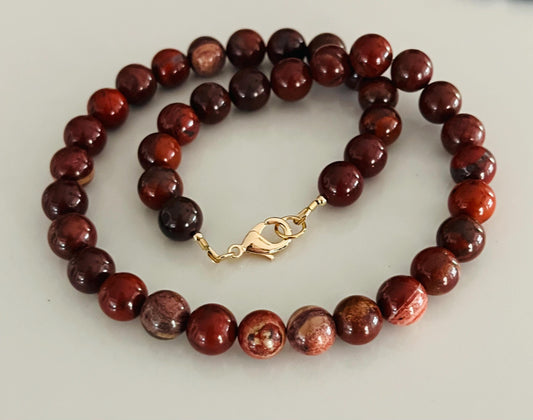 Red Apple Jasper Beaded Necklace