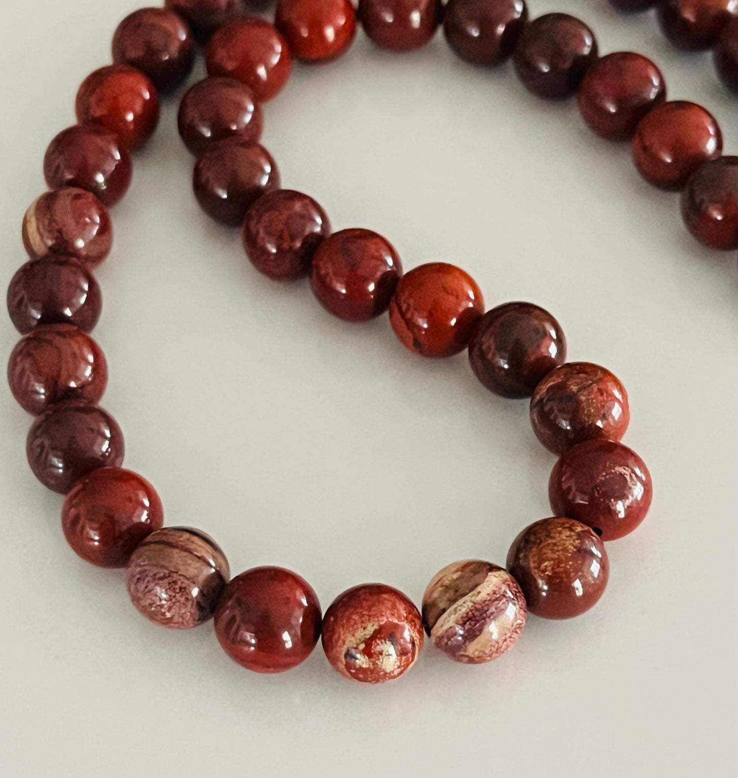 Red Apple Jasper Beaded Necklace