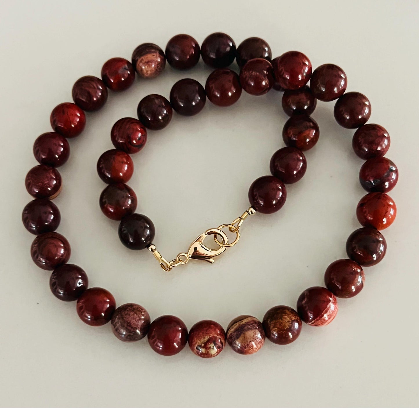 Red Apple Jasper Beaded Necklace