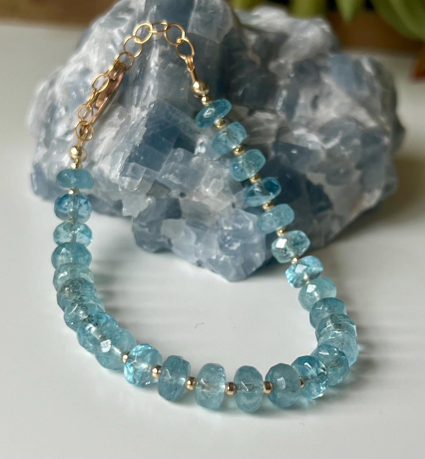 Aquamarine Beaded Bracelet: