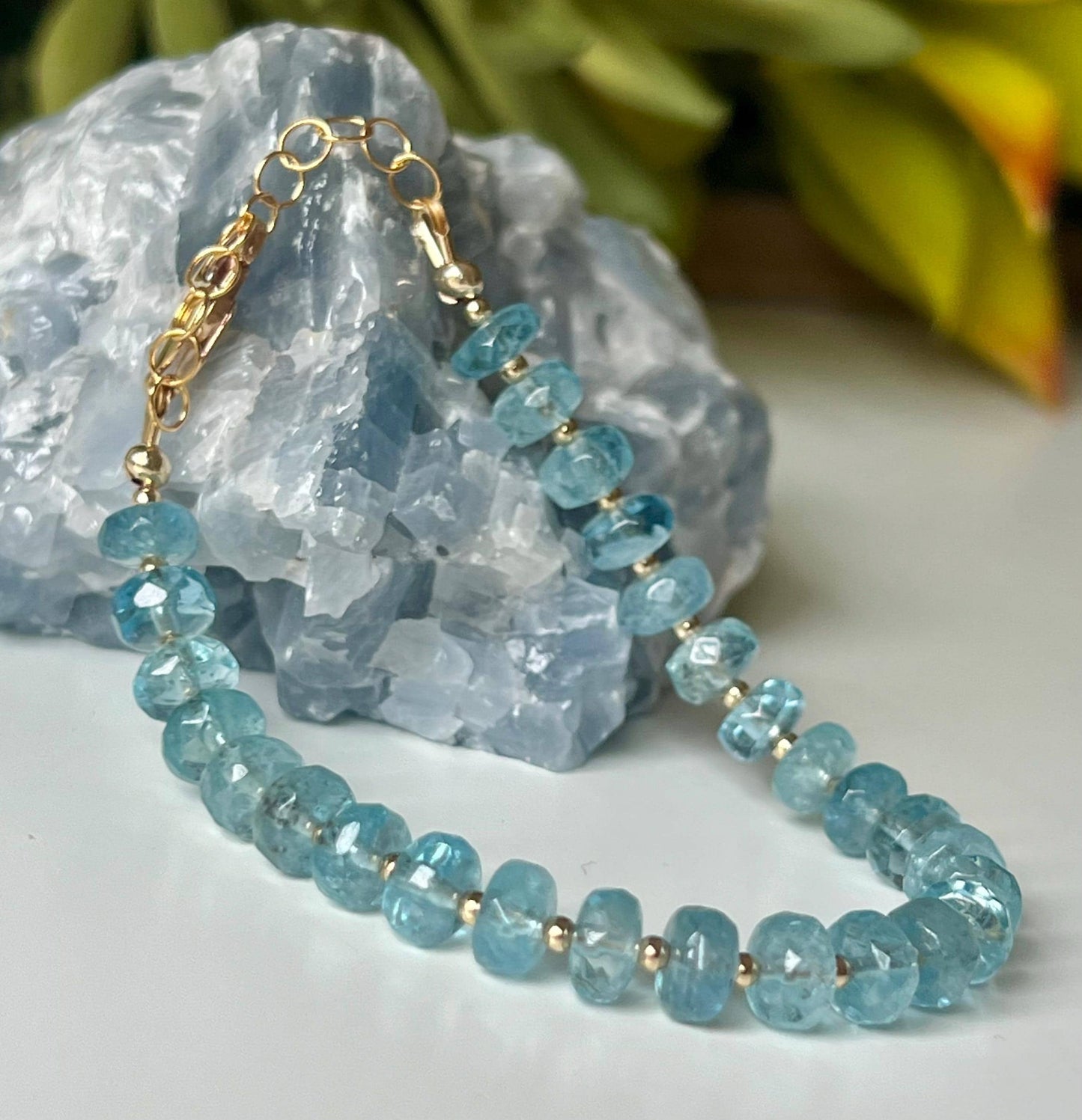 Aquamarine Beaded Bracelet: