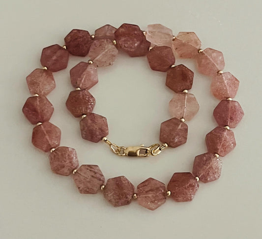 Strawberry Quartz Beaded Necklace