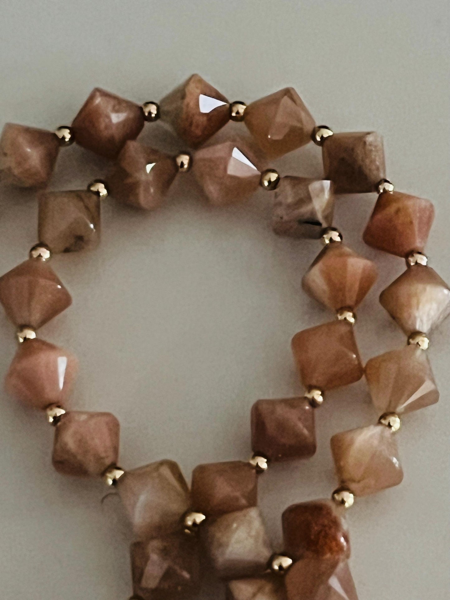 Peach Moonstone Beaded Necklace