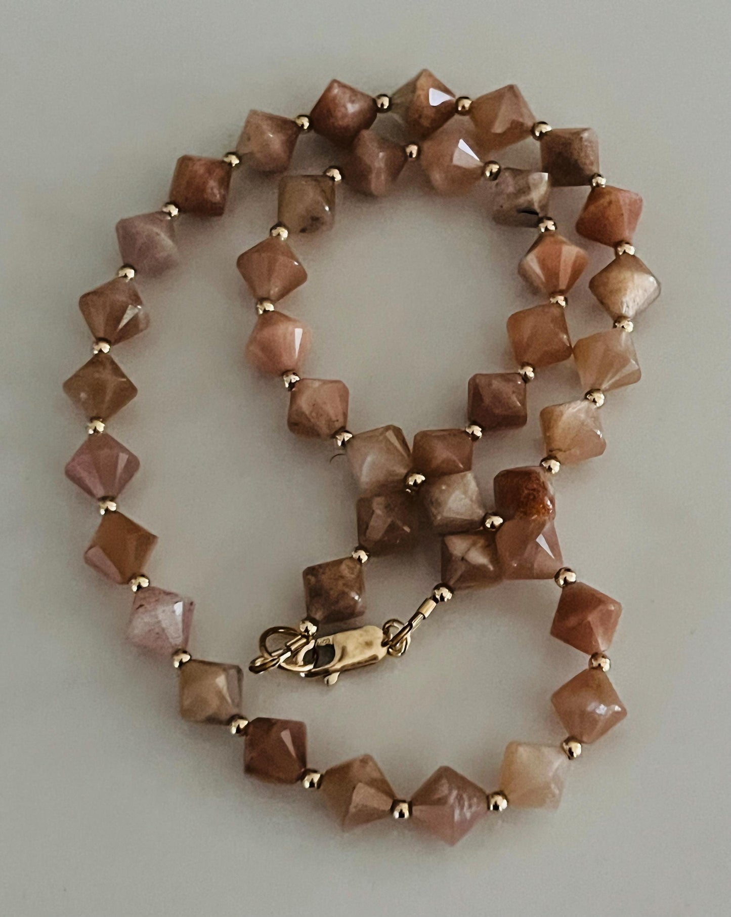 Peach Moonstone Beaded Necklace
