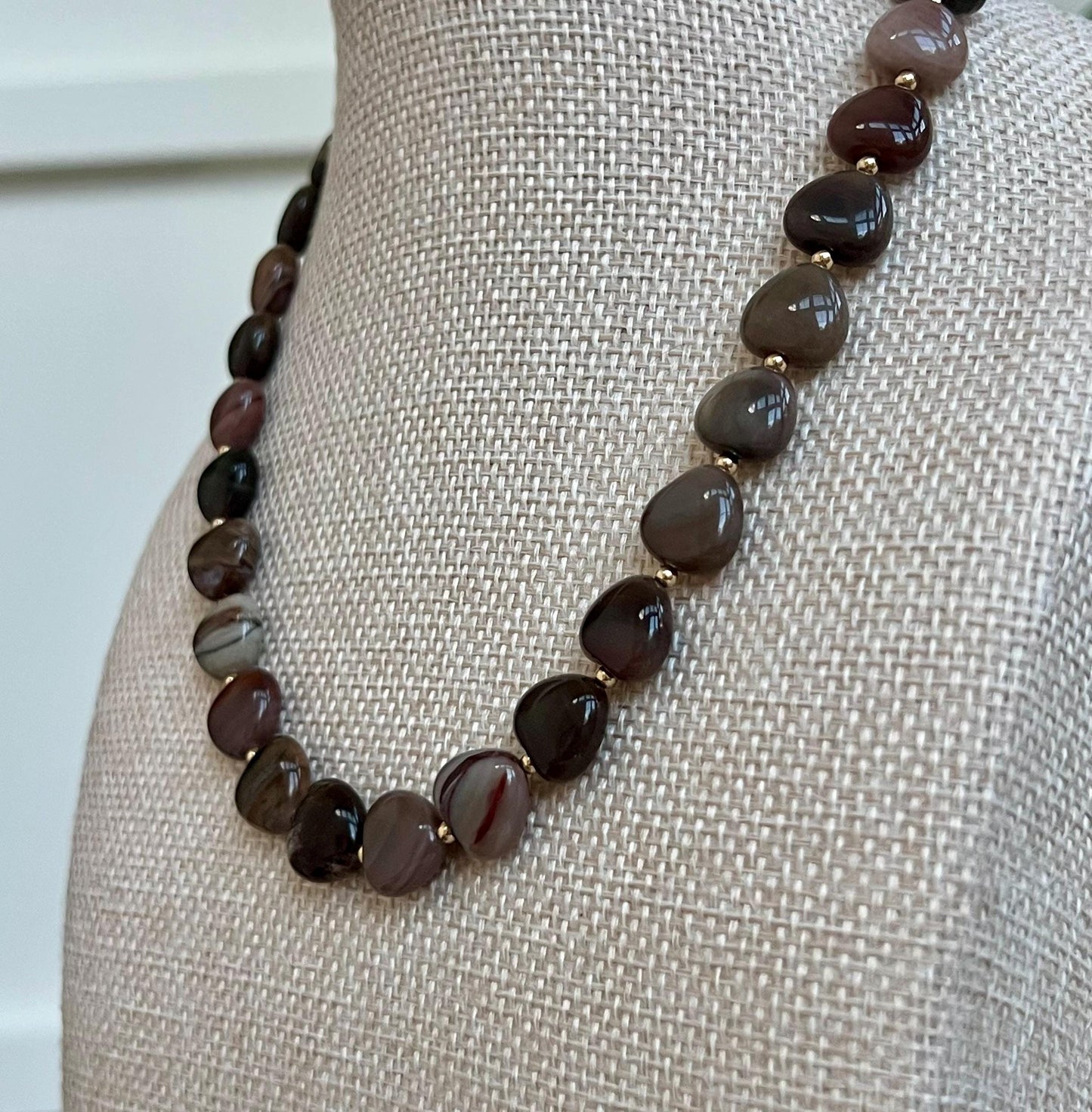Petrified Wood Agate Gemstone Necklace