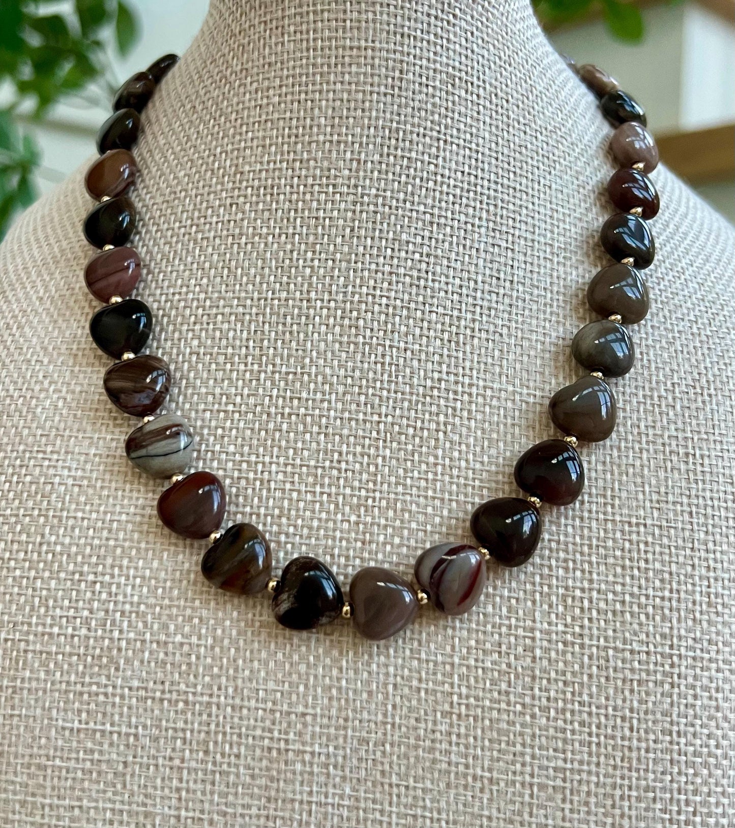 Petrified Wood Agate Gemstone Necklace