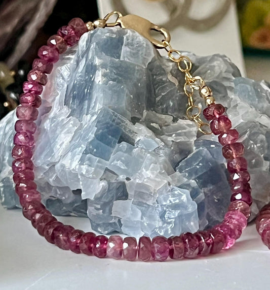 Pink Tourmaline Beaded Bracelet