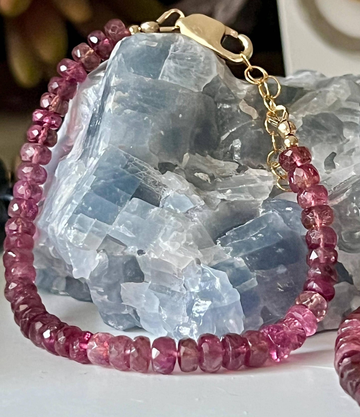 Pink Tourmaline Beaded Bracelet
