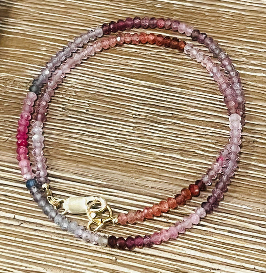 Spinel Beaded Necklace 3.2mm Faceted Rondelle Spinel Necklace Beaded Semi-Precious Gemstone Necklace