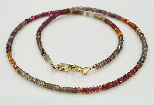 Tunduru Sapphire Beaded Necklace 3mm Faceted Rondelle Tunduru Sapphire Necklace Beaded Semi-Precious Gemstone Necklace Sapphire Necklace