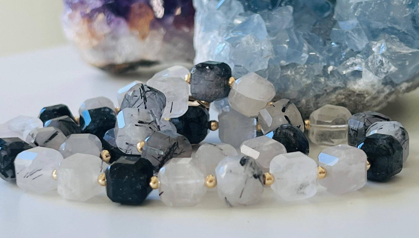 Black Rutilated Quartz Beaded Necklace
