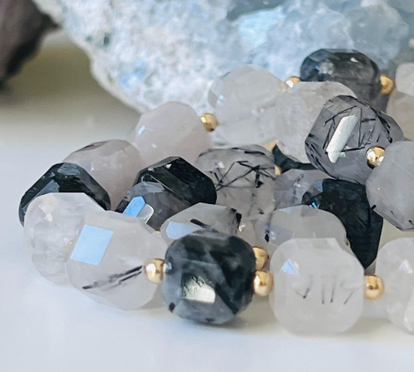 Black Rutilated Quartz Beaded Necklace