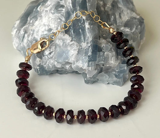 Garnet Beaded Bracelet