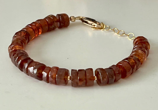 Hessonite Beaded Bracelet