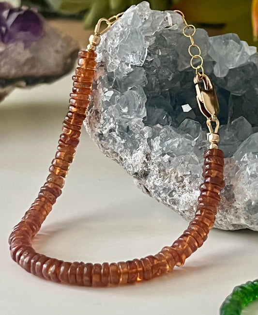 Hessonite Beaded Bracelet