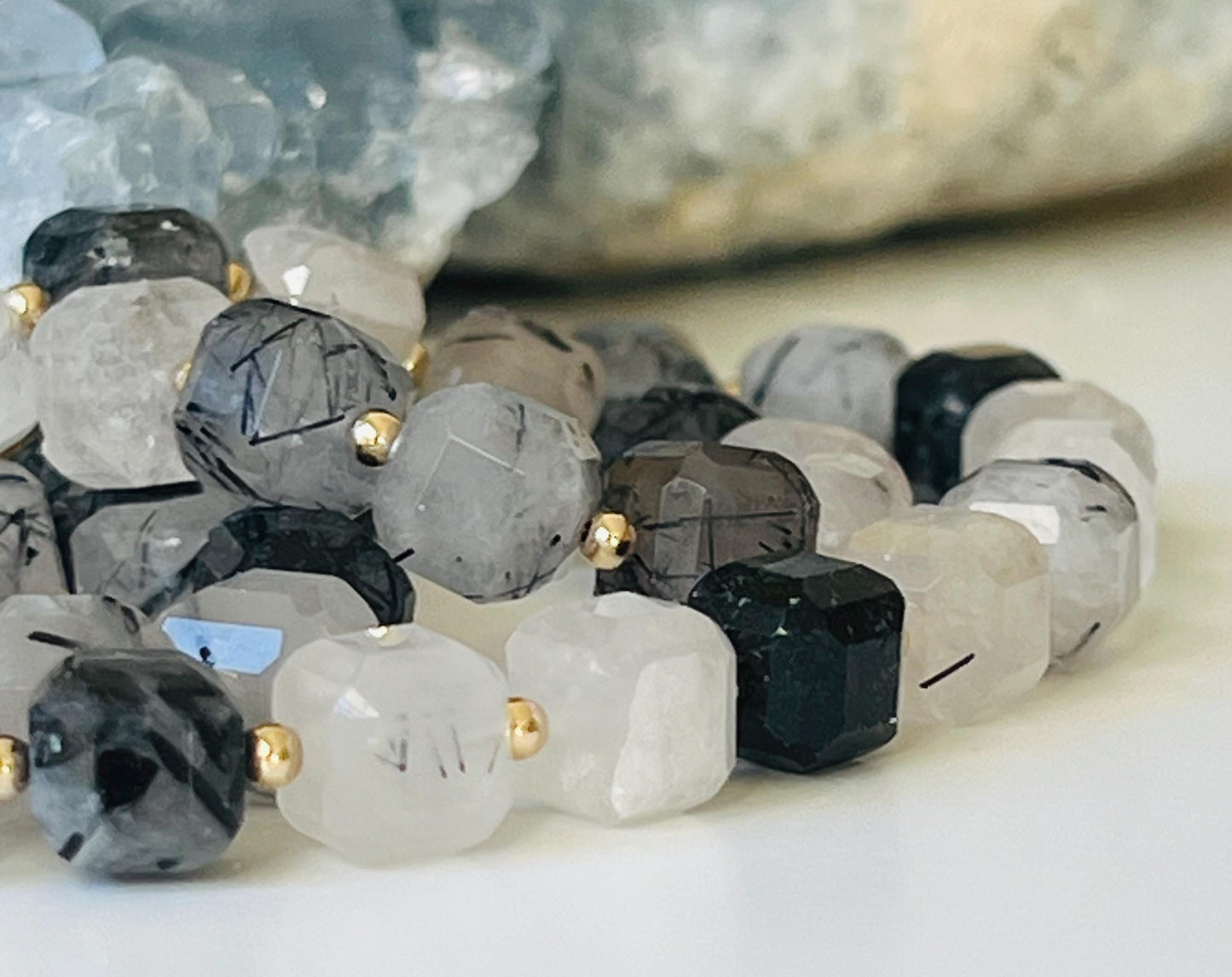 Black Rutilated Quartz Beaded Necklace