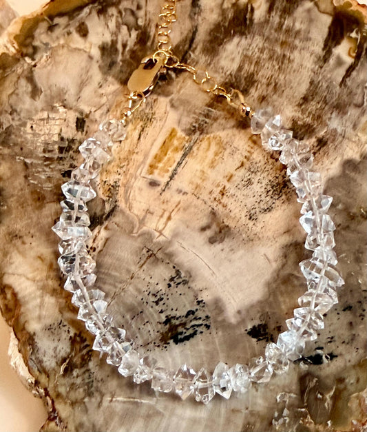 Herkimer Diamond Bracelet: AAA Herkimer Diamond Stones with Gold Filled Clasp/Beads, 6.5-8 inches in Length Bracelet